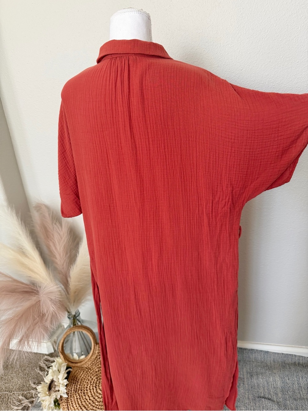 100% Cotton - Gilli Rust Shirt Dress with Button Front - Picture 10 of 17